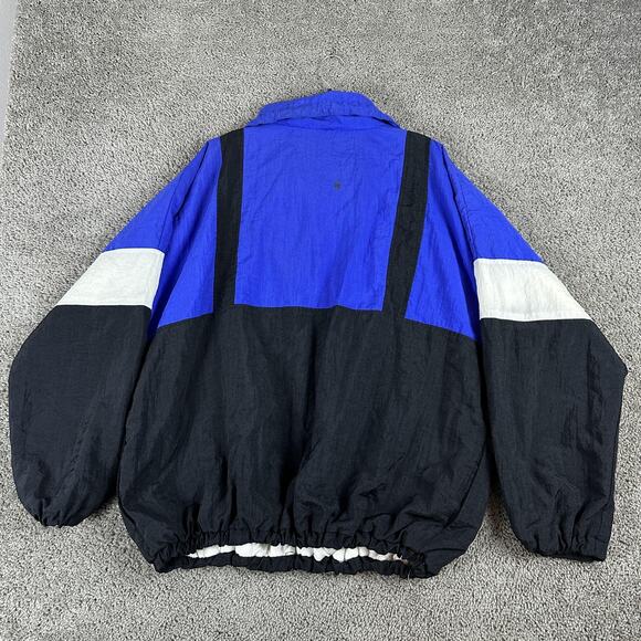 Vintage Adidas Jacket Mens XL Blue Black Anorak Quarter Zip Made Hong Kong 90s - Picture 9 of 16